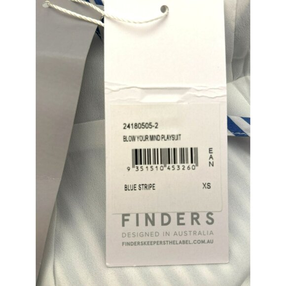 Finders Keepers Blue White Blow Your Mind Romper Size XS Preppy Revolve NWT - Picture 7 of 9